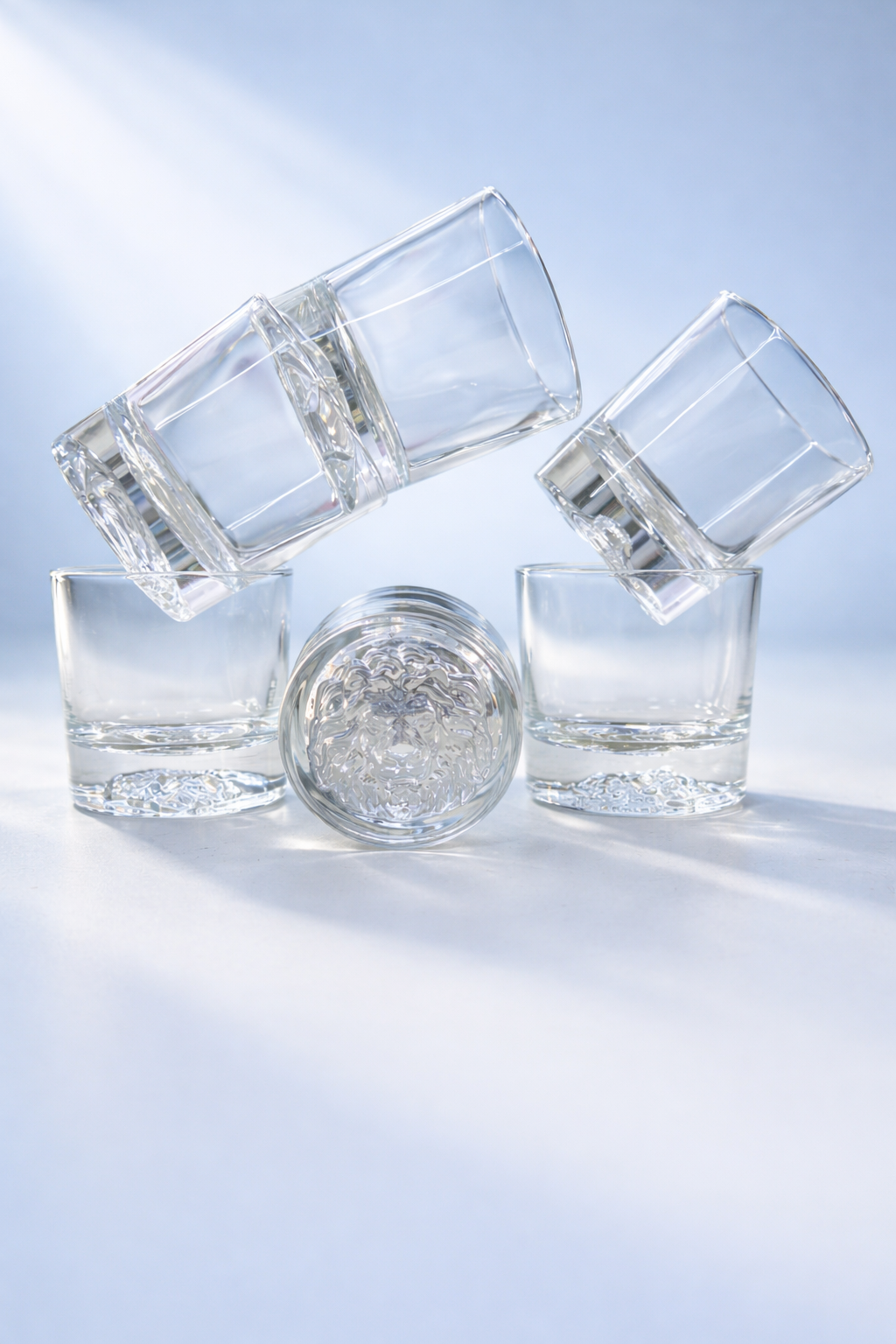 Premium Embossed Crystal Glass Set Of 6 (310 ML) | Designer Drinking Glasses With Inside & Outside Detailing | Luxury Tumblers For Water, Juice & Cocktails