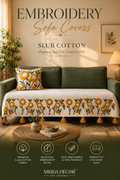 Embroidered Slub Cotton Sofa Cover | Floral Sofa Throw | ₹875/Meter