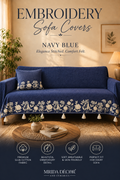 Embroidered Slub Cotton Sofa Cover | Floral Sofa Throw | ₹875/Meter