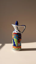 Handcrafted Ceramic Oil Dispenser Bottle- Decorative Olive Oil & Vinegar Pourer For Kitchen & Dining Table
