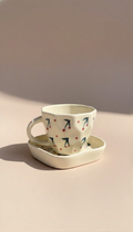Handcrafted Ceramic Cup & Saucer Set | Floral Pattern Coffee & Tea Cup
