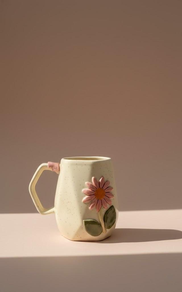 Handcrafted Floral Ceramic Mug | Aesthetic Flower Design Coffee & Tea Mug