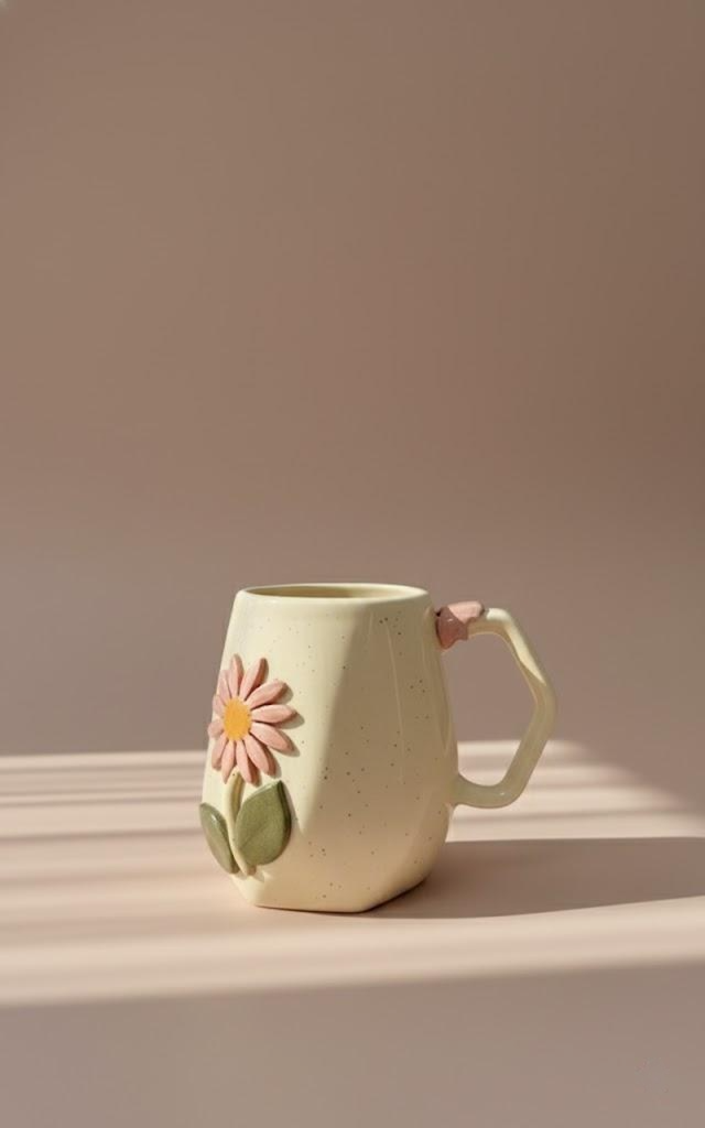 Handcrafted Floral Ceramic Mug | Aesthetic Flower Design Coffee & Tea Mug