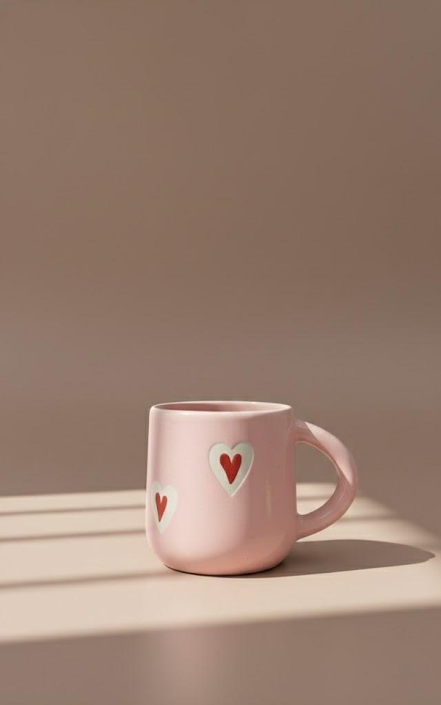 Blush Pink Heart Ceramic Mug - Cute & Aesthetic Coffee Mug
