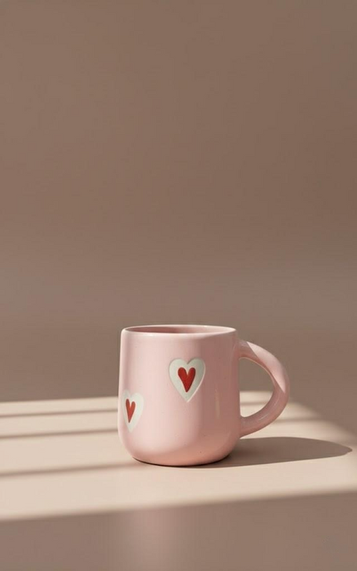 Blush Pink Heart Ceramic Mug - Cute & Aesthetic Coffee Mug