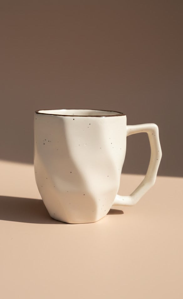 Minimalist Ceramic Coffee Mug- Modern White Tea & Coffee Cup With Handle For Home,Office & Gifting