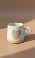 Minimalist Heart Shape Ceramic Mug | Handmade Aesthetic Coffee & Tea Mug