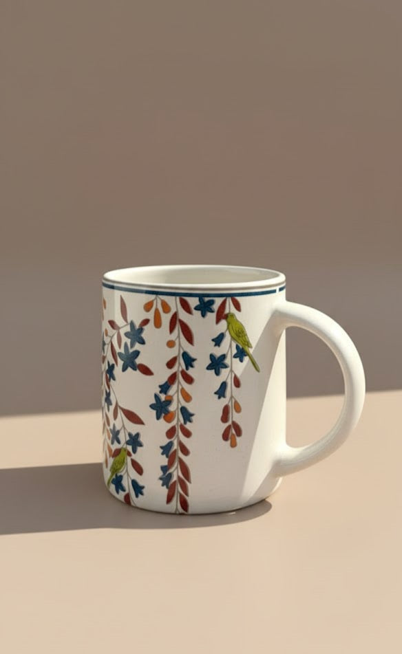 Floral Ceramic Coffee Mug-Hand-Painted Tea & Coffee Cup For Home, Office & Gifting