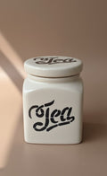 White Ceramic Tea Storage Jar With Lid- Decorative Airtight Tea Canister For Kitchen (500 ML)