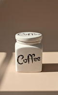 White Ceramic Coffee Storage Jar With Lid- Alright Decorative Coffee Canister For Kitchen (500 ML)