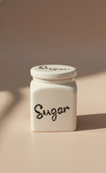 White Ceramic Sugar Storage Jar With Lid- Decorative Airtight Sugar Canister For Kitchen (500 ML)