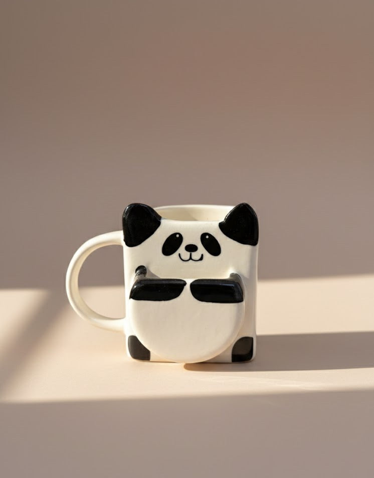 Handmade Panda Ceramic Mug- Cute Animal Design Coffee & Tea Mug For Kids & Gifting
