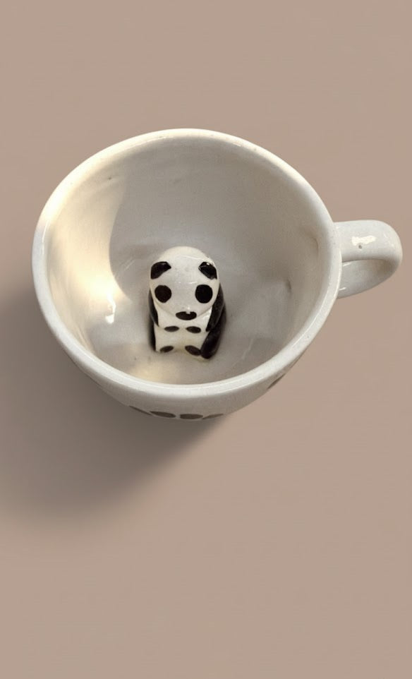 Handcrafted Ceramic Panda Surprise Mug | Cute Animal Inside Coffee & Tea Mug | Aesthetic Stoneware Mug
