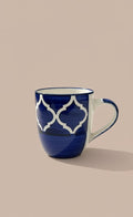 Handcrafted Blue Moroccan Ceramic Mug | Geometric Coffee & Tea Cup | Handmade Stoneware Drinkware
