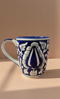 Hand- Painted Blue Floral Ceramic Mug | Traditional Art Coffee & Tea Mug | Handmade Stoneware Mug