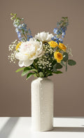White Textured Ceramic Flower Vase | Minimalist Handcrafted Decorative Vase For Home Decor