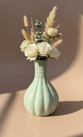 Textured Sage Green Ceramic Vase | Handcrafted Decorative Flower Vase For Home Decor