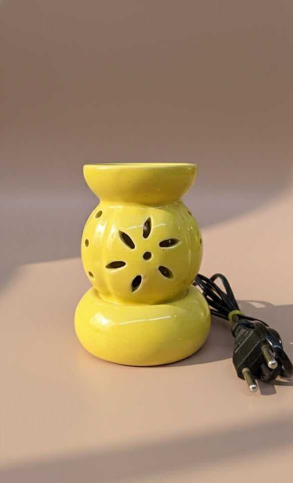 Ceramic Electric Oil Diffuser | Floral Cutwork Aroma Burner For Home & Spa