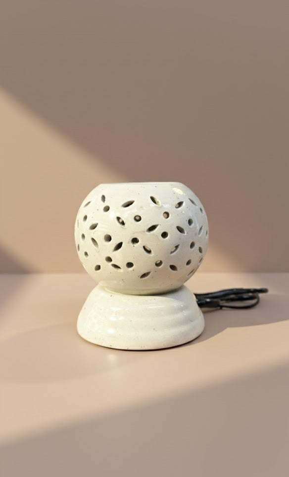 Ceramic Electric Oil Diffuser | Minimal Cutwork Aroma Burner For Home & Spa