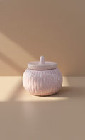 Blush Pink Textured Ceramic Storage Jar With Lid | Elegant kitchen Canister