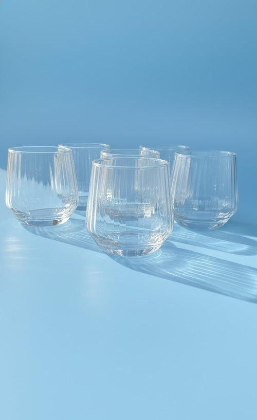Clear Rounded Glass Tumbler Set Of 6 (370 ML)| Modern Everyday Drinking Glasses For Water, Juice & Cocktails