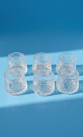 Embossed Clear Glass Tumbler Set Of 6| Vintage Textured Drinking Glasses For Water, Juice & Cocktails