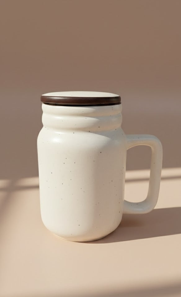 Elegant Ceramic Sipper With Lid & Handle (600 ML)