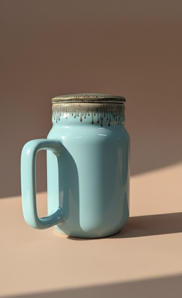 Elegant Ceramic Sipper With Lid & Handle (600 ML)