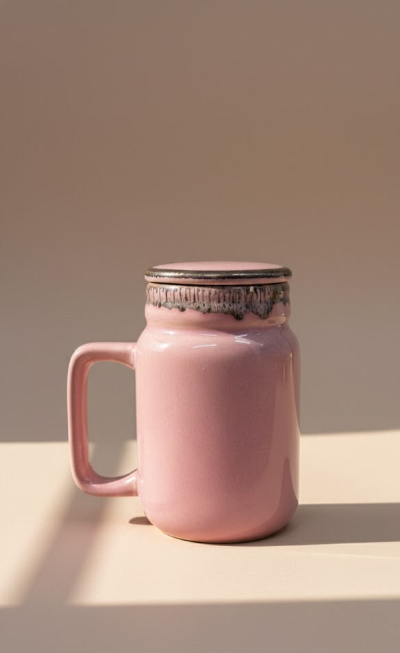 Elegant Ceramic Sipper With Lid & Handle (600 ML)