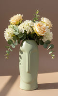 Modern Abstract Face Ceramic Flower Vase | Minimalist Decorative Vase For Home & Office