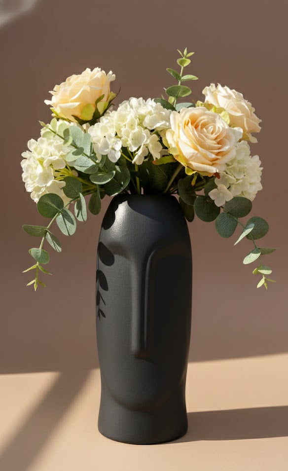 Modern Abstract Face Ceramic Flower Vase | Minimalist Decorative Vase For Home & Office