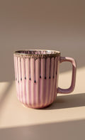 Handmade Ribbed Ceramic Mug With Drip Glaze- Premium Coffee & Tea Cup For Daily Use
