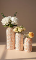 Textured Ceramic Flower Vase Set Of 3| Modern Decorative Vases For Home Decor