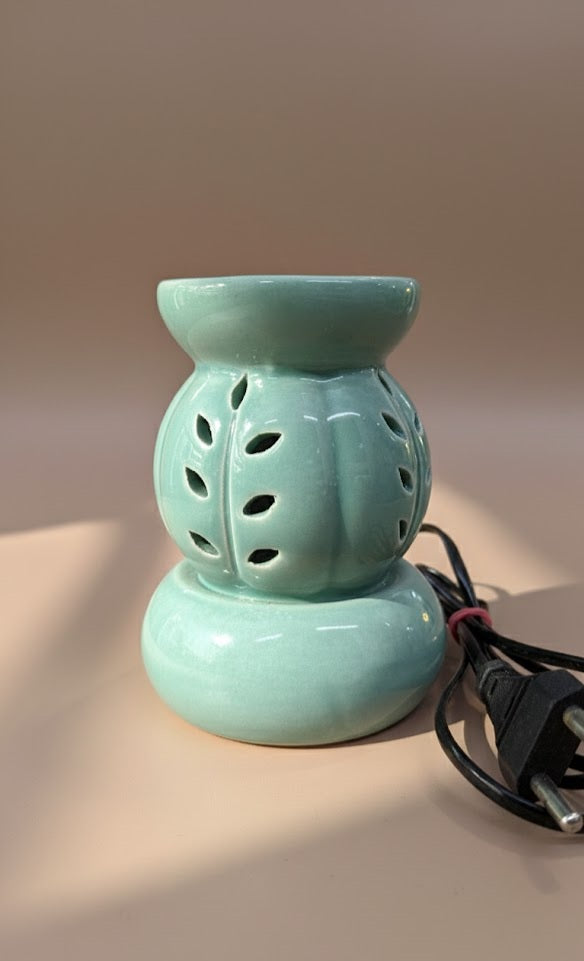 Ceramic Electric Oil Diffuser | Floral Cutwork Aroma Burner For Home & Spa