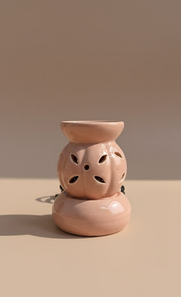 Ceramic Electric Oil Diffuser | Floral Cutwork Aroma Burner For Home & Spa