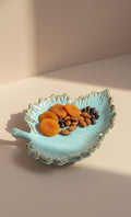 Handcrafted Leaf-Shaped Ceramic Snack Platter | Elegant Serving Tray For Snacks & Starters
