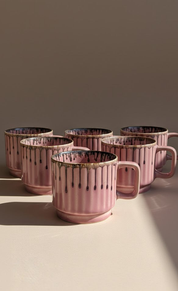 Set Of 6 Handcrafted White Ceramic Coffee Cups | Speckled Artisan Cups Set