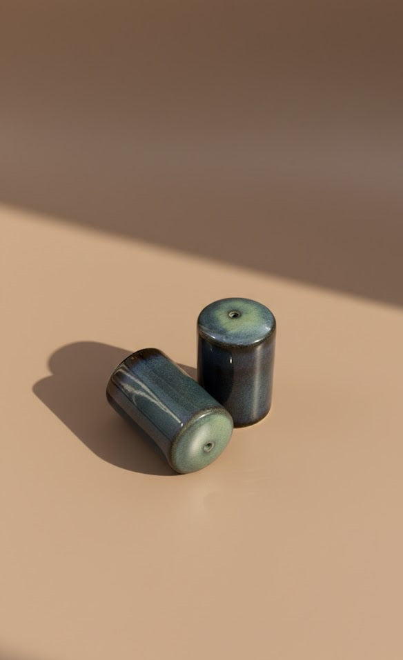 Studio Handcrafted Ceramic Salt & Pepper Set | Minimal Artisan Seasoning Shakers