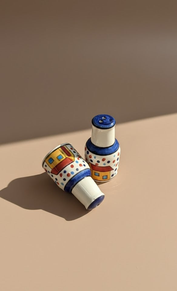 Studio Handcrafted Cactus Ceramic Salt & Pepper Set | Artistic Table Seasoning Shakers