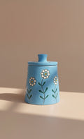 Handcrafted Floral Ceramic Storage Jar With Lid (500 ML) Each | Studio Pottery Kitchen & Decor Jar
