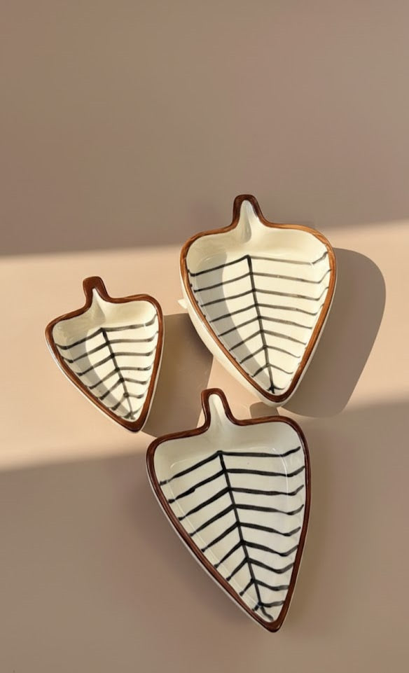 Handcrafted Ceramic Heart Dip Bowls- Set Of 3 | Studio Pottery Serving Dishes