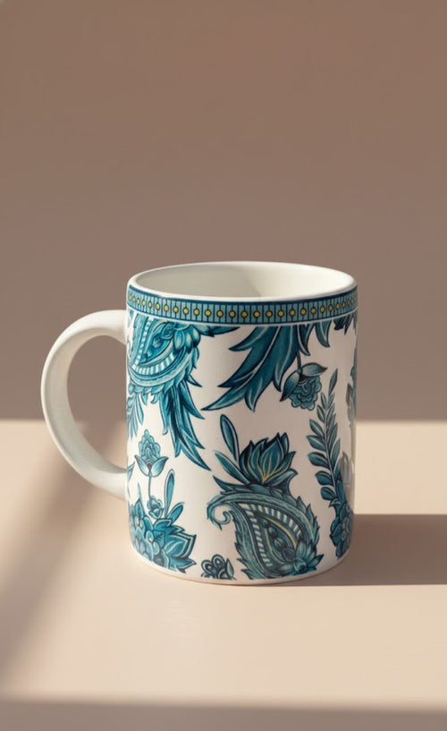 Blue Floral Ceramic Coffee Mug- Elegant Tea & Coffee Cup For Home & Office Use