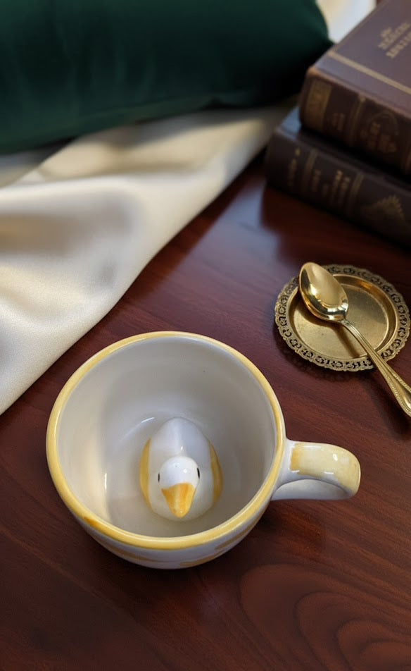 Cute Duck Surprise Ceramic Mug- Handcrafted Coffee & Tea Cup With Hidden Duck Inside