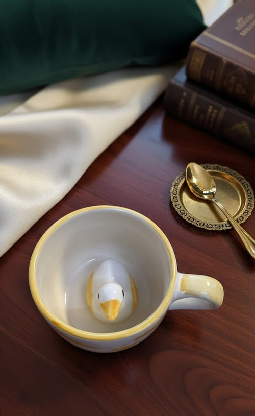 Cute Duck Surprise Ceramic Mug- Handcrafted Coffee & Tea Cup With Hidden Duck Inside