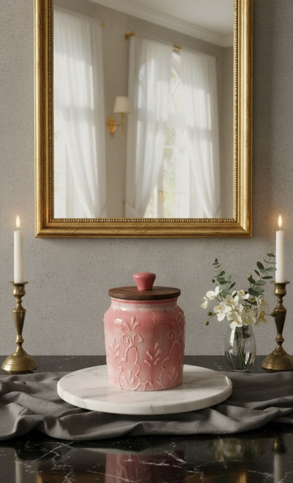 Handcrafted Ceramic Storage Jar With Lid- Decorative Multipurpose Jar For Home & Kitchen