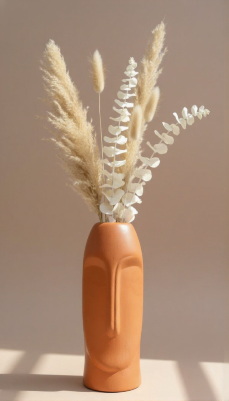 Modern Abstract Face Ceramic Flower Vase | Minimalist Decorative Vase For Home & Office